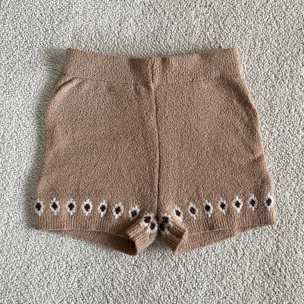 Francesca's Collections High Waist Tan cowgirl neutral cottage  Knit Shorts S